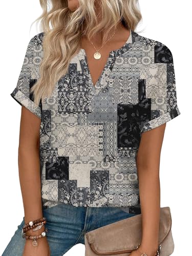 Image of WIHOLL Womens Blouses Spring Tops Short Sleeve Shirts Dressy Casual Summer Vacation Fashion Clothing 2026
