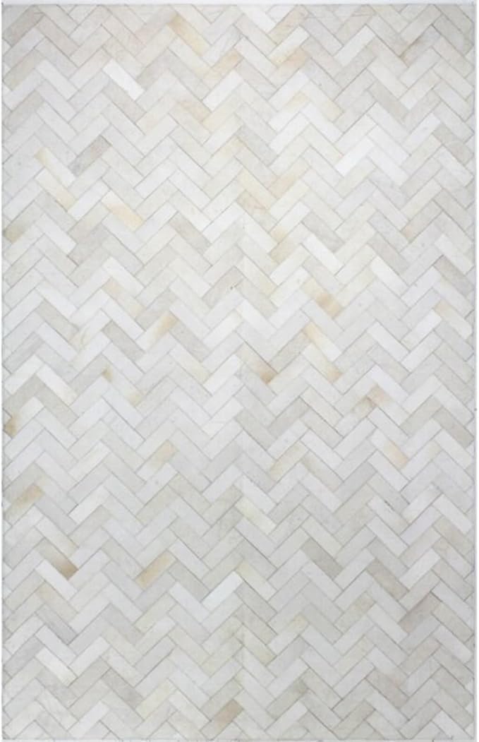 Leather Cowhide Area Rug - Area Rug for Bedroom & Living Room - Luxury Cowhide Modern Accent Rug | Cowhide Modern Cow Rug Machine Washable Non Slip Carpet - White, 8x10