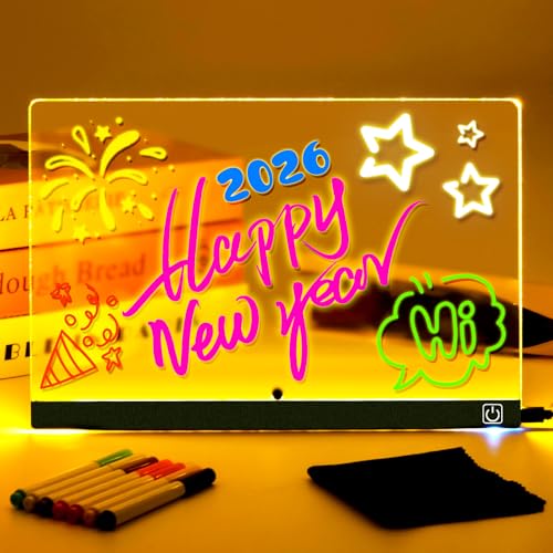 Tableau à dessin LED UPGRADE avec interrupteur marche/arrêt, super facile à nettoyer et support amélioré - Tableau à dessin en acrylique transparent avec...