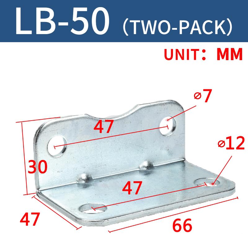 Image of Mounting Bracket for Pneumatic Cylinder, Sturdy Tripod Base for SC Series Cylinders, Fixed Base Mount (LB50)