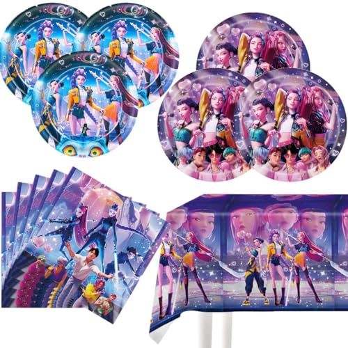 For Demon Movie Hunters Party Tableware 20 Plates and 20 Napkins and Tablecloth71  x 42 Demon Movie Hunters Party Birthday Party Decorate Supplies
