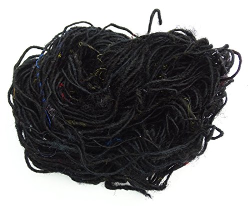 100 Grams Recycled Soft Sari Silk Yarn Hand-Spun Black Soft Yarns 1 Skein #TOP4