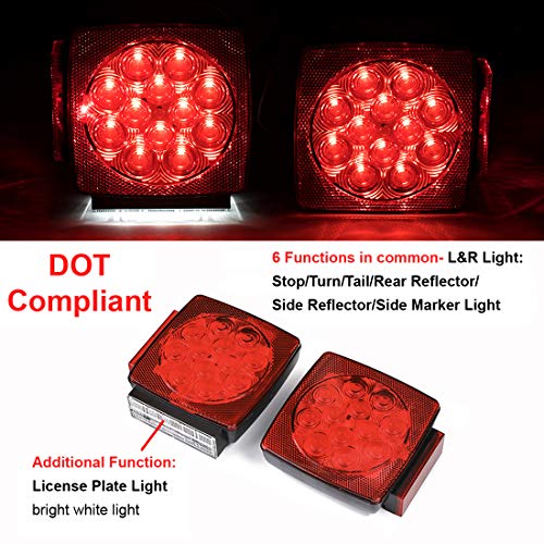 image for CZC AUTO 12V LED Submersible Left and Right Trailer Lights Stop Tail T