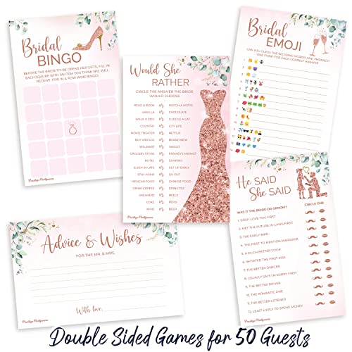 Prestige Bridal Shower Games (50 Guests) + Mimosa Bar | 5 Wedding Shower Games, Boho Bridal Shower Decorations Greenery Theme, Engagement Party Decor, She Said Bridal Party Game Prizes Favors (50 Set) #TOP1