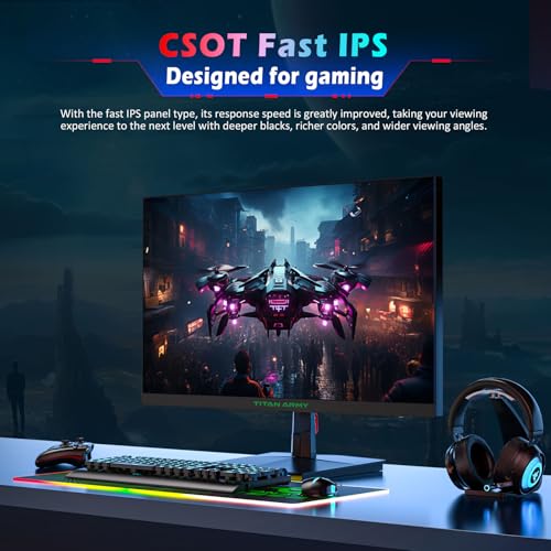 Image of TITAN ARMY 24.5 Inch 300Hz Gaming Monitor, Fast IPS Panel, FHD 1920 x 1080p, HDR400 1ms GTG, Adaptive Sync, 121% sRGB,Low Blue Light VESA 100 * 100 HDMI 2.0, DisplayPort 1.4, P2510HS