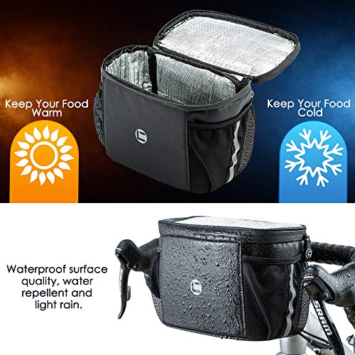 WOTOW Bike Handlebar Insulated Bag, Bike Front Phone Bag
