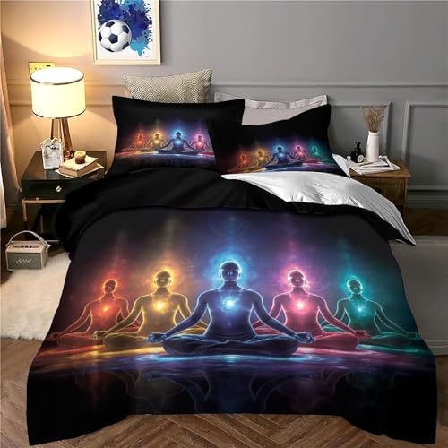 Housse de couette fermeture éclair anti-acarien imprimé 3D méditation