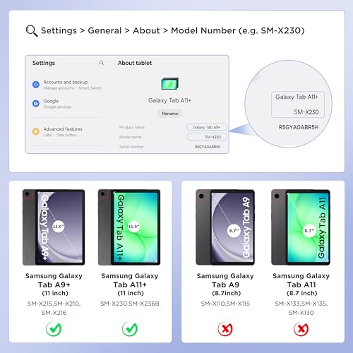 Miniatura 2 de Easyacc Funda Compatible Con Samsung Galaxy Tab A11 Plus A9 11 Pulgadas 2025 Sm-X236b Sm-X230 Ultra Slim Pu Protectora Carcasa Con Función De Soporte Función Atril,Azul Mar