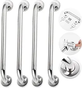 Kit 4 Barra Alça Corrimão De Apoio Banheiro Segurança Idoso Deficiente 40cm Inox Não Enferruja Acessibilidade Suporte Pegador Design Elegante