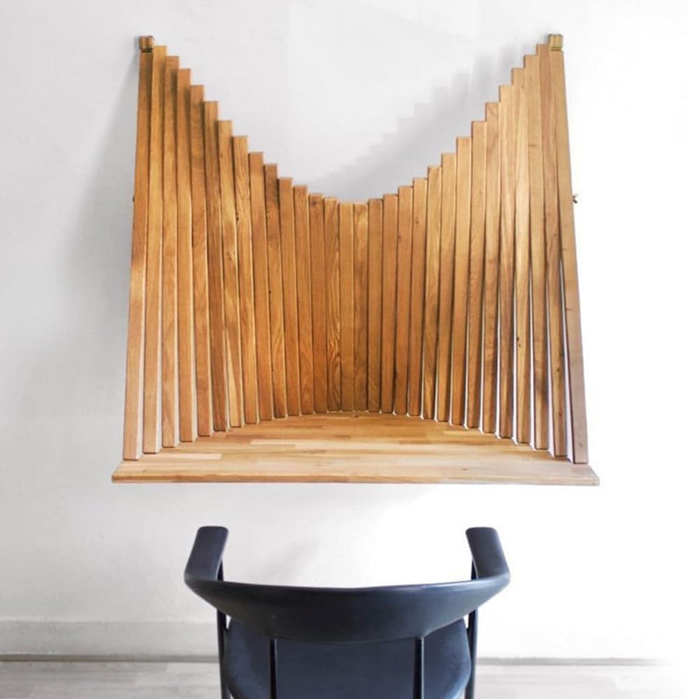 Klapptisch Wandmontage, Schwebender Schreibtisch Braun Holz, Klappbarer Laptop Tisch 61x42cm, Platzsparend für Homeoffice, Schlafzimmer, Küche