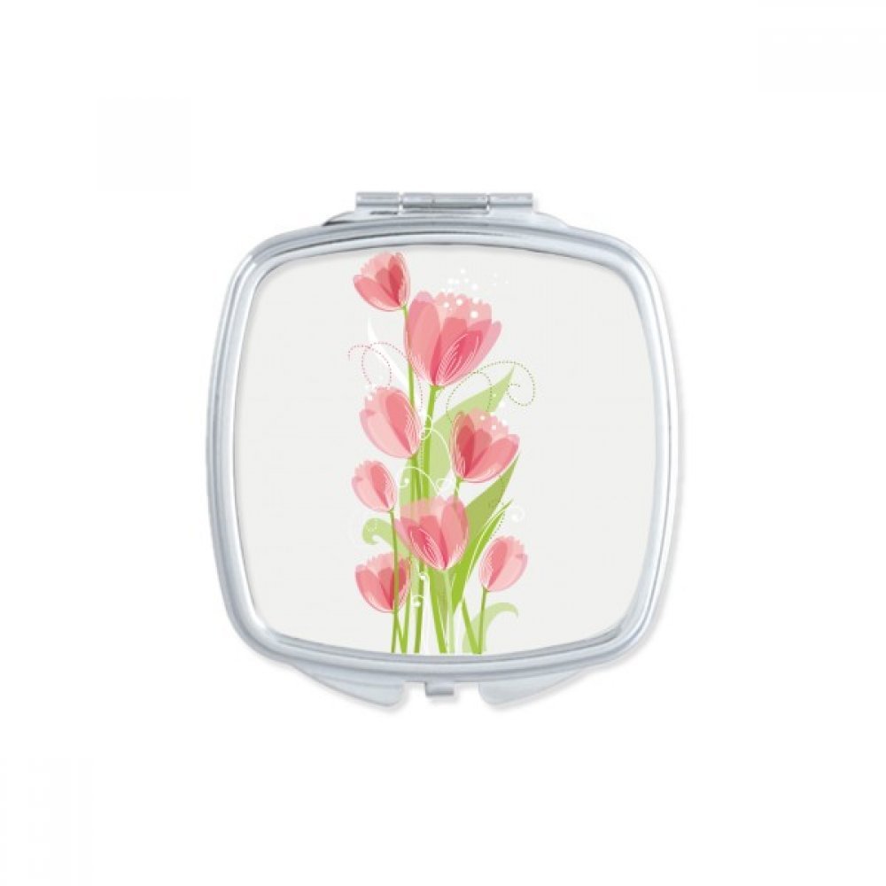 Miroir compact de maquillage avec illustration de tulipe pour glisser dans un sac