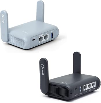GL.iNet GL-AXT1800 Slate AX Pocket-Sized Wi-Fi 6 Gigabit Travel Router & GL-MT3000 Beryl AX Travel Gigabit Router