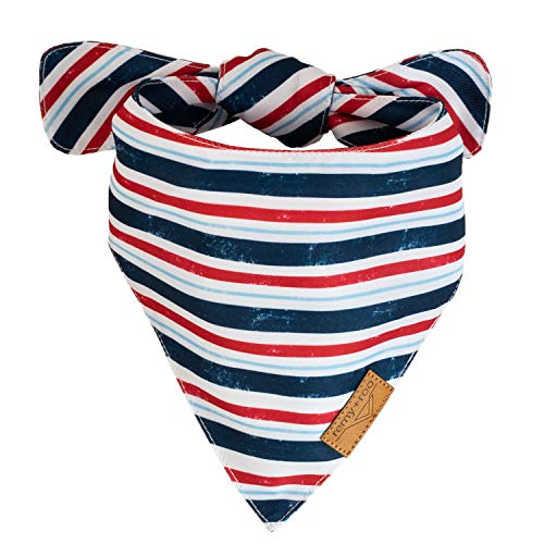 Remy+Roo Dog Bandanas - 2 Pack | Stars+Stripes Set | Premium Durable Fabric | Unique Shape | Adjustable Fit | Multiple Sizes Offered | (Large) #TOP3