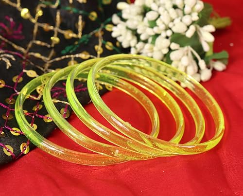 Image of STYOLLO Viral Jelly Plain Transparent Glass Kada Set For Women & Girls | Kanch Kada For Girls | Daily Ethnic Traditional Jewelry | Glossy Classic Fashion Kangan For Wedding, Festive & Parties - Set Of 4