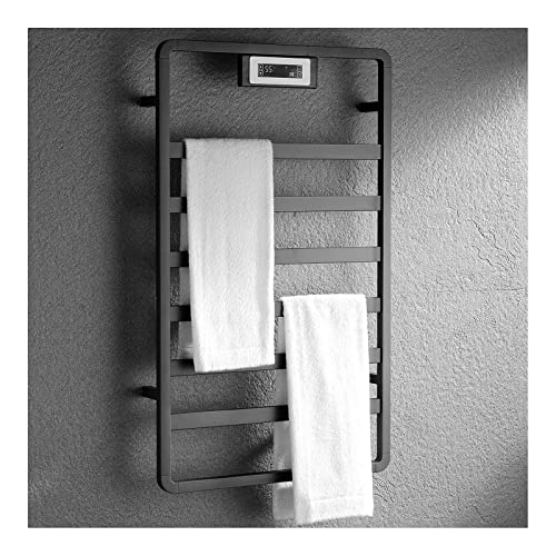 Toallero eléctrico calefactable para baño con Temporizador y 6 Barras, con Enchufe o cableado, 180 W, línea Izquierda, Enchufe.