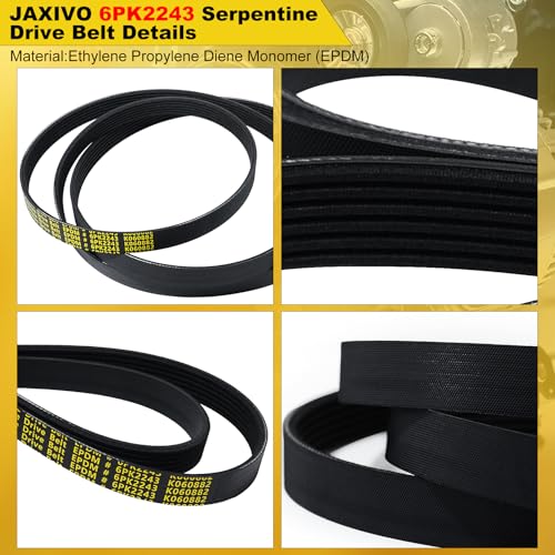 Image of 6PK2243 Serpentine Belt V-Ribbed Drive Belt for 04-06 Malibu 3.5L,06-09 Fusion,09-12 Liberty 3.7L,01-06 LS430,00-06 TJ Wrangler,03-09 4Runner,01-08 Sequoia 4.7L,Replace K060882,1060883