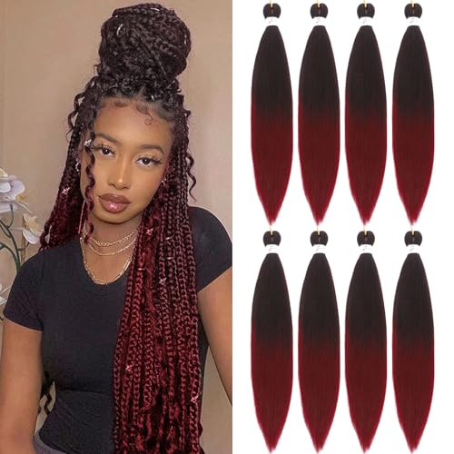 8 Packs Ombre Braiding Hair Pre Stretched 20inch Black to