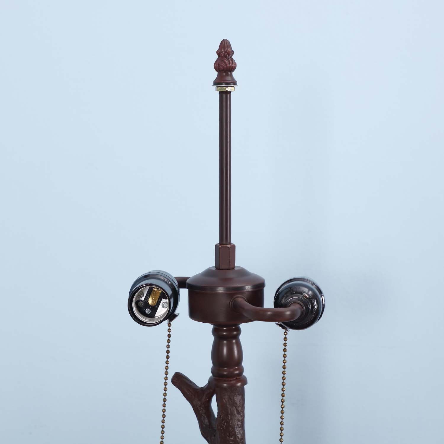 Bieye SS021 Lampshade Support with Finial for Tiffany Style Stained Glass Floor Lamp Table Lamp (G3/8 115mm Bronze Acorn)