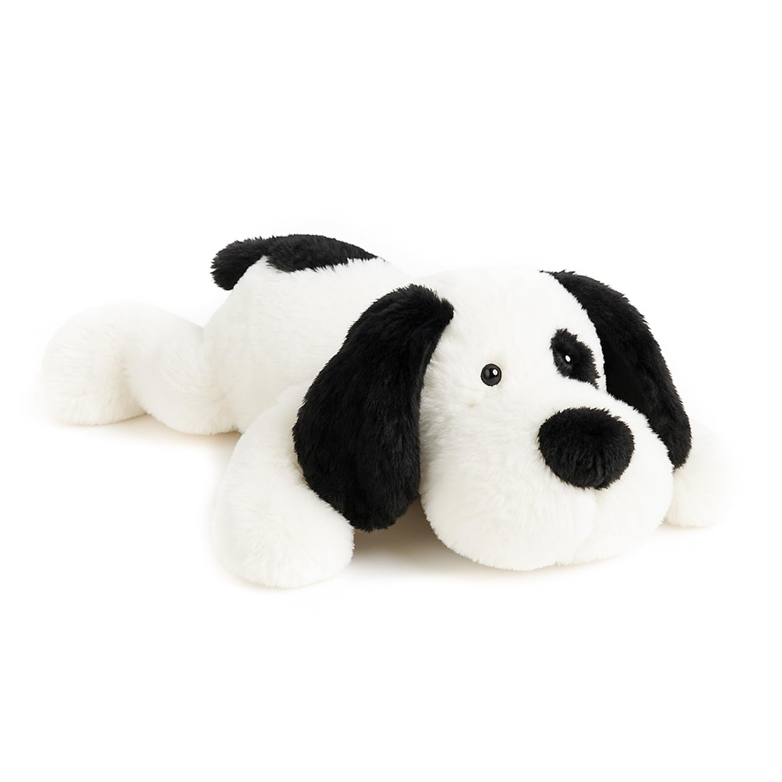 WEIGEDU Plüschhund Kuscheltier Schwarz-Weiß – Weiches Stofftier Hund 50 cm, Liegender Kuschelhund Plüschtier, Geschenk für Kinder & Erwachsene