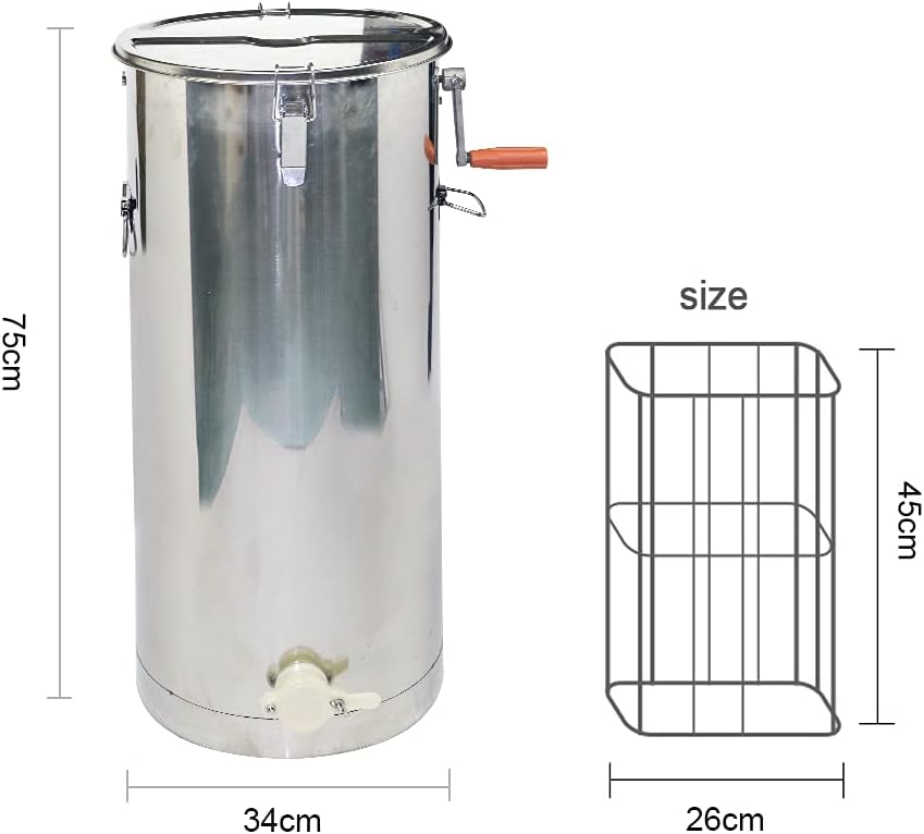 HNZXIB Stainless Steel Hand-operated Honey Shaking Machine 2 Frames Honey Separator Pressure Honey Dump Honey Sugar Machine