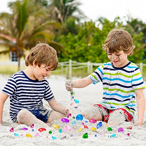 Yujun 46 Pcs Diving Gems Toys,Acrylic Big Diamond Pool Gems With Pirate Treasure Chest Summer Beach Underwater Swimming Toys For Kids Birthday Swimming Pool Party Favors Fish Tank Stuffer (3 Sizes) #TOP5