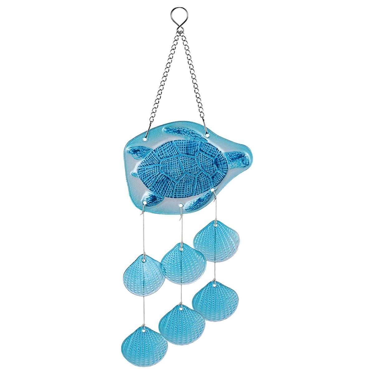 Wind Chime Sailboat Starfish Turtle Wind Chimes Glass Decorations With Marine Theme Ocean Window Hanging Windchime(Turtle)