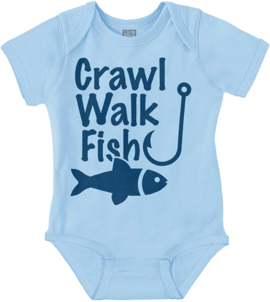 Crawl Walk Fish Hunt Outdoor Lover Baby Romper Boys or Girls