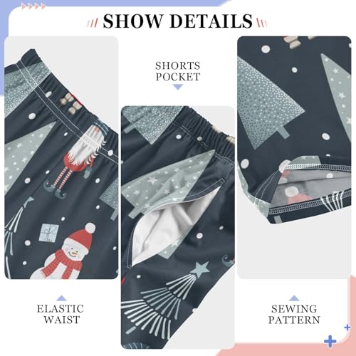 Boys' Pants Christmas Gnomes Tree Navy Long Bottoms Jogger Pants Elastic Waist Trousers with Pockets S-XL4
