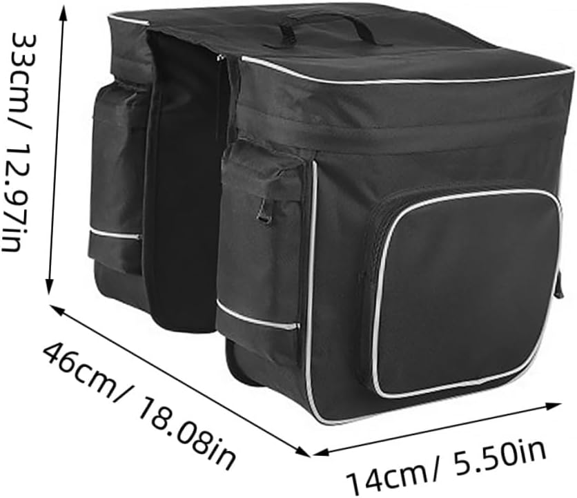 Double-tail Bike Pannier Bag Large Capacity Rear Seat Cycling Carrier with Carry Handle and Stable Fixed Ring Clasp for Easy Installation and Removal
