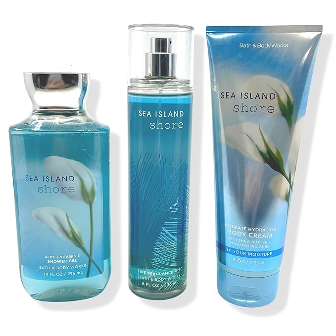 Sea Island Shore 8oz Fine Fragrance Mist, 10oz Shower Gel and 8oz Body Cream 3-Piece ( New pakaging )