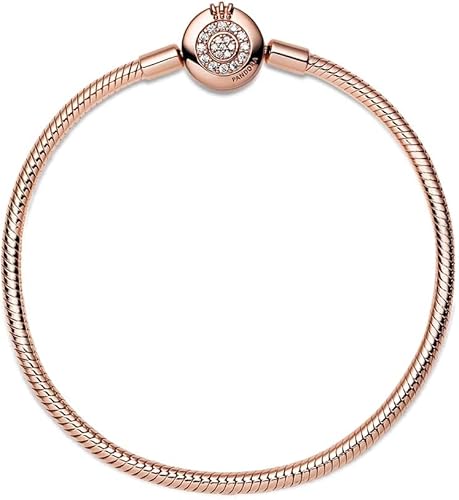 Miniatura 3 de PANDORA Pandora Moments Sparkling Crown O Snake Chain Bracelet, Clear CZ PANDORA Rose Charm Bracelet