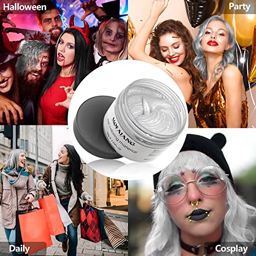Image of Silver Grey Hair Wax Pomades 4.23 oz - Natural Hair Coloring Wax Material Disposable Hair Styling Clays Ash for Cosplay, Party (Silver Grey)