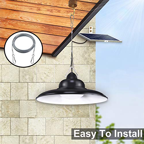 Bemexred Solar Lights Outdoor Indoor, Remote Control Solar Hanging Shed Lights With 3 Color Temperatures, Ip65 Waterproof Auto On/Off Solar Pendant Light For Barn Storage Room Patio Coop Yard Garden #TOP5
