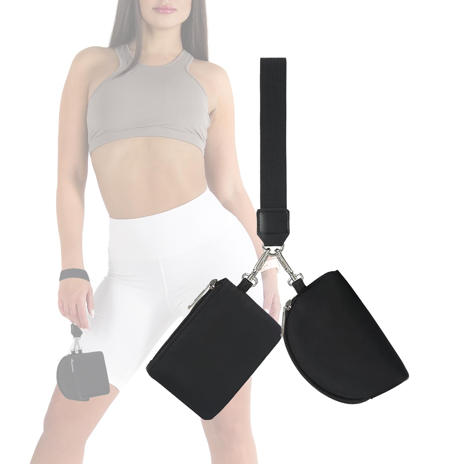 Keychain Wallet, Mini Zip Around Keychain Wristlet Wallets, Double Pocket Wrist Wallet Portable Coin Purse Zipper, Gifts for Women Travel Sport