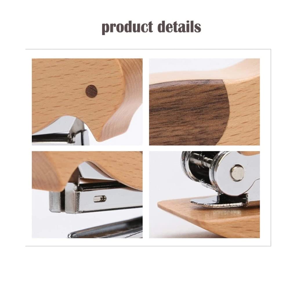 fhda Agrafeuse Portable Mini agrafeuses de Bureau créatives en Bois Bureau Pratique agrafeuse de Bureau Reliure Papeterie