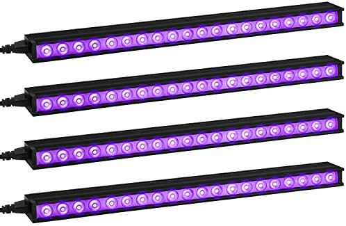 OPPSK UV Black Lights 4 Pack, LED Blacklight Bar for Halloween Glow Party Lighting Stage, 395NM Power Linking UV Bar for Birthday Wedding Fluorescent Poster Paint Bedroom