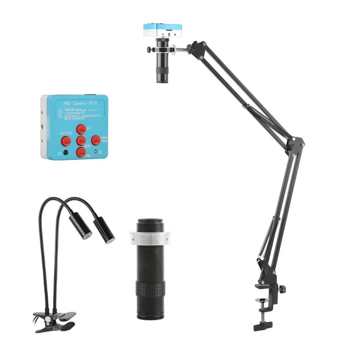 Microscope 55MP 4K USB Digital Video Monocular Microscope Camera Continus Zoom 130X C-Mount(48MP 4K USB A)