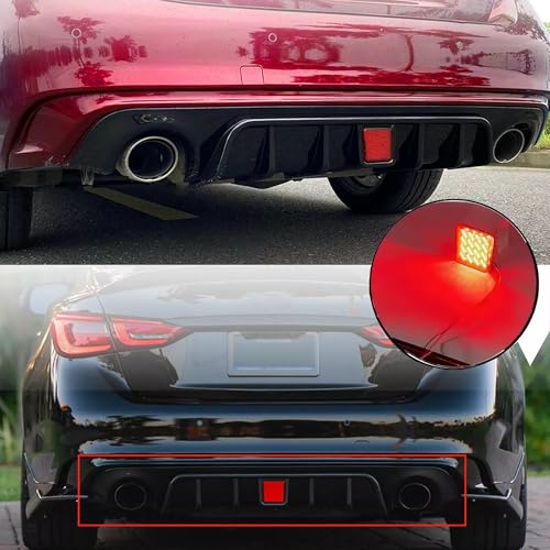 NeespoC Rear Diffuser W/LED Brake Light Fit for Infiniti Q50 2018-2024 3.0t/ Luxe/RED Sport 400/ Sensory,Rear Bumper Lower Lip Splitter Spoiler Body Kit Trim Exterior Accessories(Gloss Black) by NeespoC - Image 4