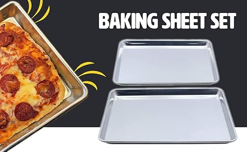 Checkered Chef Baking Sheets For Oven - Quarter Sheet Pan Set 2-Pack - Easy Clean Cookie Sheets, Aluminum Bakeware #TOP4