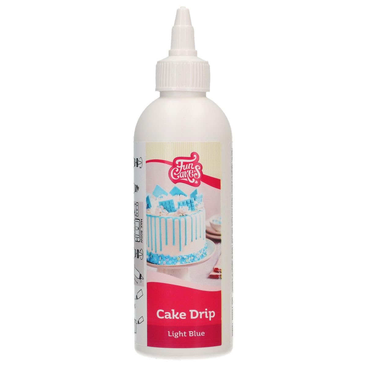 FunCakes Choco Drip Light Blue: Delicious Taste, Easy to use, Perfect for drip Cakes, Chocolate Taste. Resealable Pack 180 g.