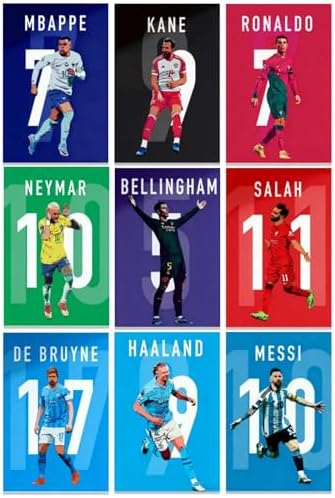 Vexilon 9 Pcs Football Poster, Exquisite Soccer Star Canvas Wall ...