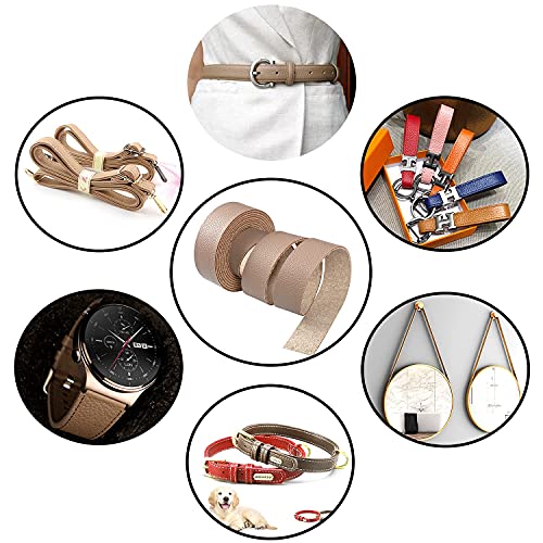 Cdy Lychee Pattern Khaki Leather Strap 90 Inches Long 1 Inch Wide, Leather Belt Strips Very Suitable For Diy Craft Projects, Pet Collars, Traction Ropes,Belts, Keychains, Leather Watch Straps (Khaki) #TOP3