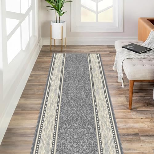 Amazon.com: Kapaqua Custom Size Grey Ivory Bordered Rubber Backed Non ...