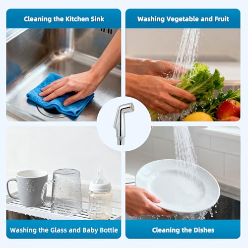 Image of Universal Kitchen Sink Side Sprayer Replacement with Quick Adapter, Chrome | NSF /ANSI /CAN 372 Certified, Compatible with Moen /Delta, Sink Faucet Sprayer Attachment /Hose /Holder, Pull-Out Side Sprayer