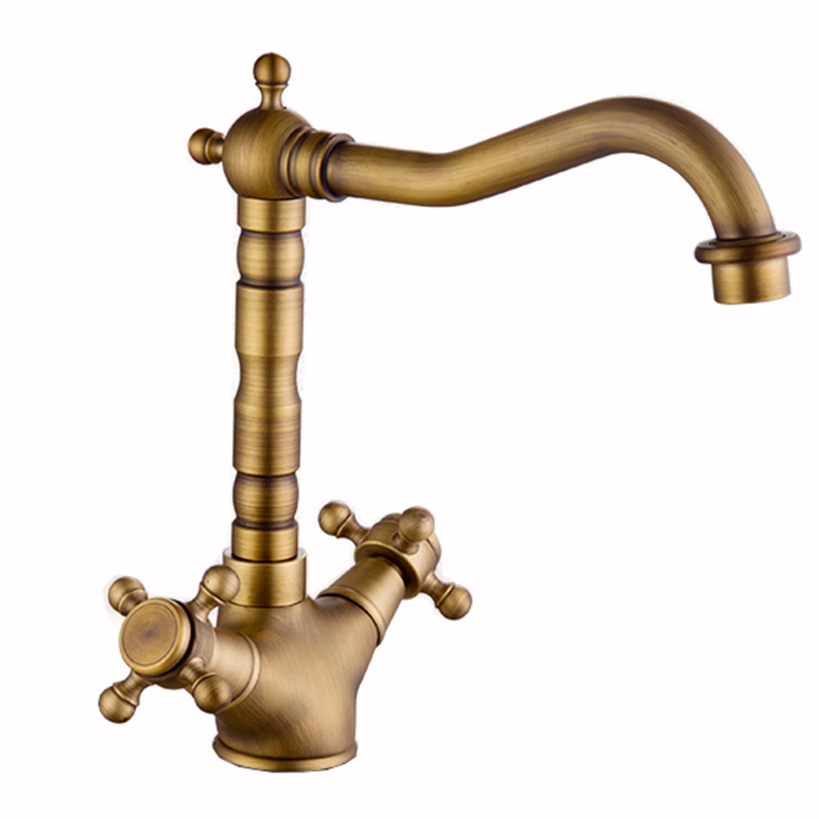 Robinet de lavabo en laiton antique style rétro chic avec double poignée