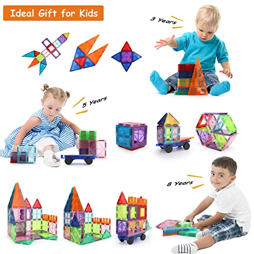 Magnetic Tiles, Fun Magnet Sets With Toy Car For Kids, Strong Magnet 3D Building Blocks Construction,Stem Toys For 3+ Year Old Boys/Girls,Birthday Xmas Gifts For Toddlers,Creativity Beyond Imagination #TOP4