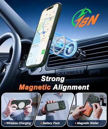 Image of FNTCASE for iPhone 17 Pro Max Case: [Compatible with Magsafe] Solid Green Matte 17 Promax Magnetic Phone Cover with [Full Camera Protection] [Screen Protector] Military Grade Shockproof Protective