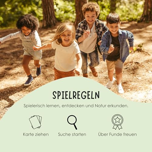 50 Entdeckerkarten für Kinder – Outdoor Schatzsuche und Natur entdecken I Spannendes Suchspiel I Lernspiel & Geschenk für Mädchen und Junge I Spiele ab 4, 5, 6, 7, 8 Jahre