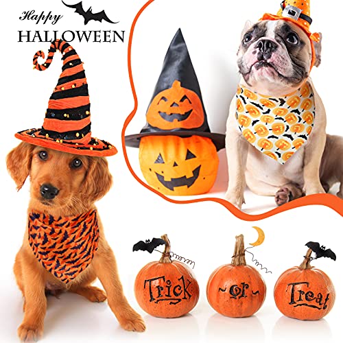 20 Pieces Halloween Dog Bandanas Pumpkin Ghost Dog Triangle Scarf Bibs Pet Triangle Plaid Kerchiefs Adjustable And Washable Dog Bib Apparel Accessories For Small Medium Large Pets #TOP3