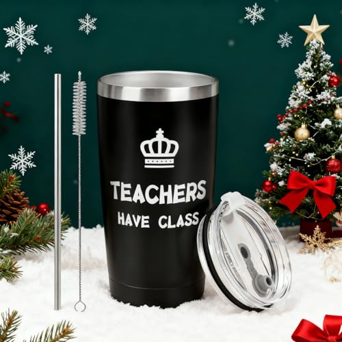 Qulable Teacher Gifts for Men, 20oz Funny Travel Mug, Best Thank You Teacher Appreciation Gifts from Students, Gift for Teachers (Teachers Have Class)